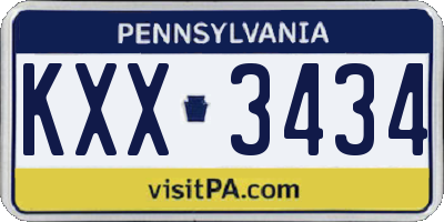 PA license plate KXX3434