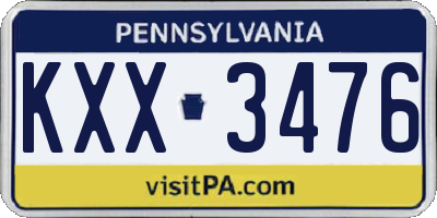 PA license plate KXX3476