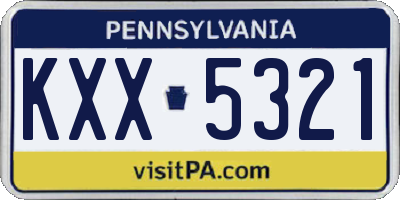 PA license plate KXX5321