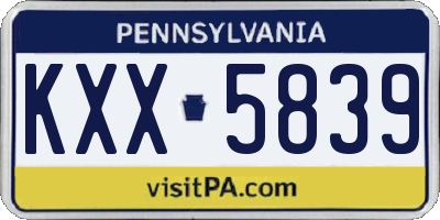 PA license plate KXX5839