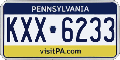 PA license plate KXX6233