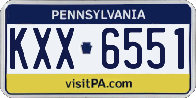 PA license plate KXX6551