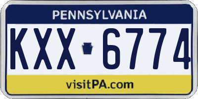 PA license plate KXX6774