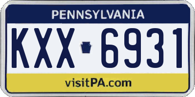 PA license plate KXX6931