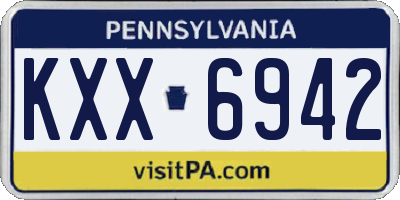 PA license plate KXX6942