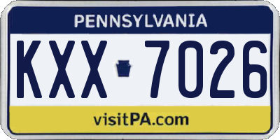 PA license plate KXX7026