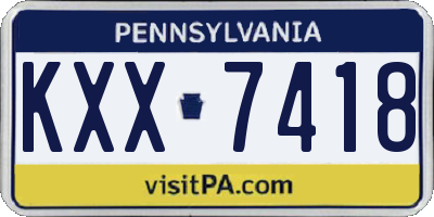 PA license plate KXX7418