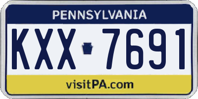 PA license plate KXX7691