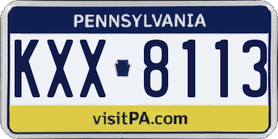 PA license plate KXX8113