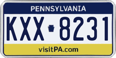 PA license plate KXX8231