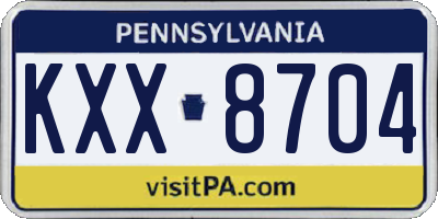 PA license plate KXX8704