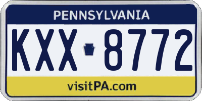 PA license plate KXX8772
