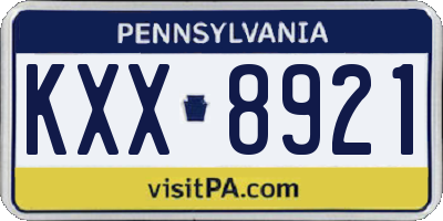 PA license plate KXX8921