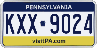 PA license plate KXX9024