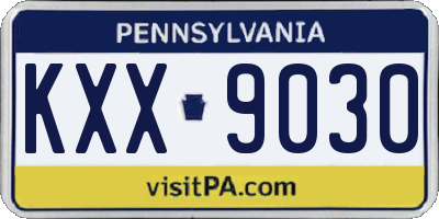 PA license plate KXX9030