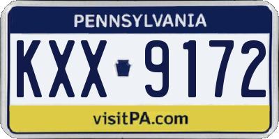 PA license plate KXX9172