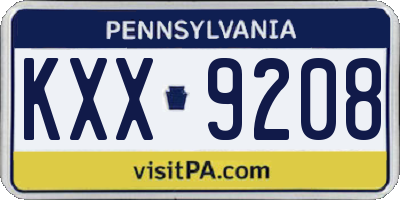 PA license plate KXX9208