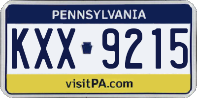 PA license plate KXX9215