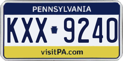 PA license plate KXX9240