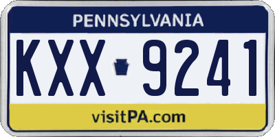 PA license plate KXX9241