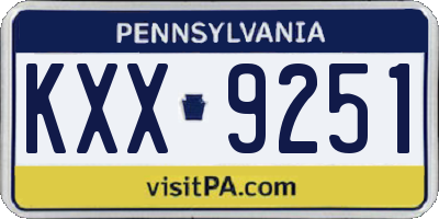 PA license plate KXX9251