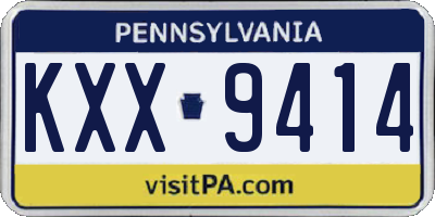 PA license plate KXX9414