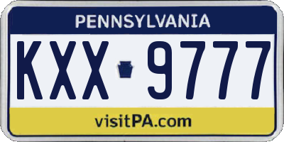 PA license plate KXX9777