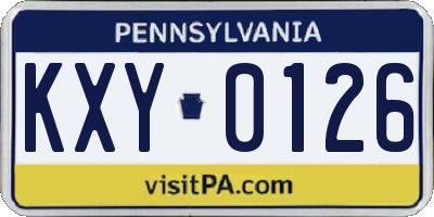PA license plate KXY0126