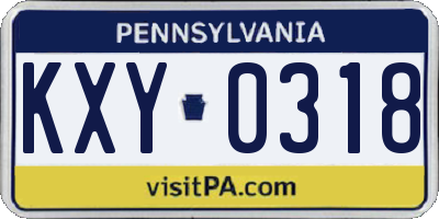 PA license plate KXY0318
