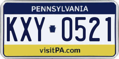 PA license plate KXY0521