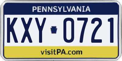 PA license plate KXY0721