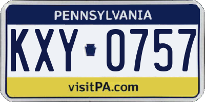 PA license plate KXY0757