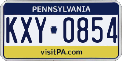 PA license plate KXY0854