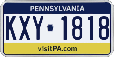 PA license plate KXY1818