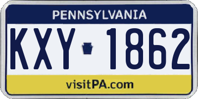 PA license plate KXY1862