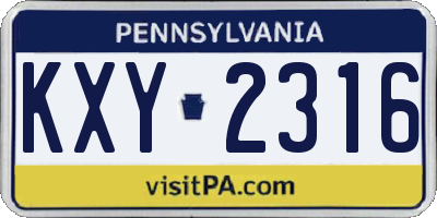 PA license plate KXY2316