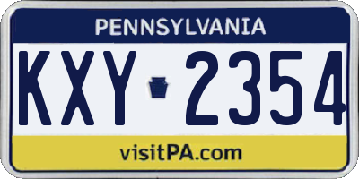 PA license plate KXY2354