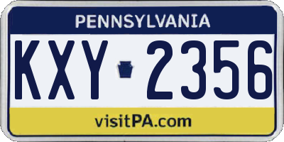 PA license plate KXY2356