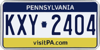 PA license plate KXY2404