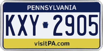 PA license plate KXY2905