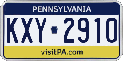 PA license plate KXY2910