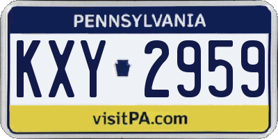 PA license plate KXY2959