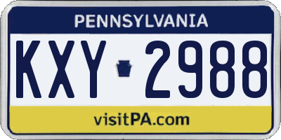 PA license plate KXY2988