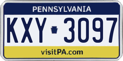 PA license plate KXY3097