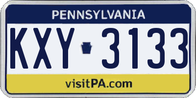 PA license plate KXY3133