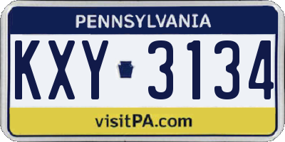 PA license plate KXY3134