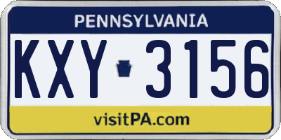 PA license plate KXY3156