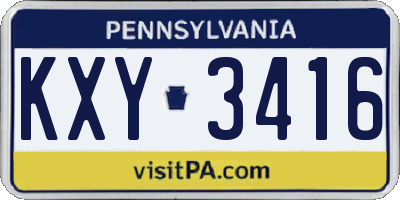 PA license plate KXY3416