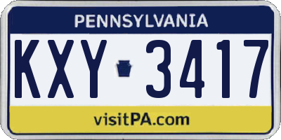 PA license plate KXY3417