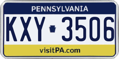 PA license plate KXY3506